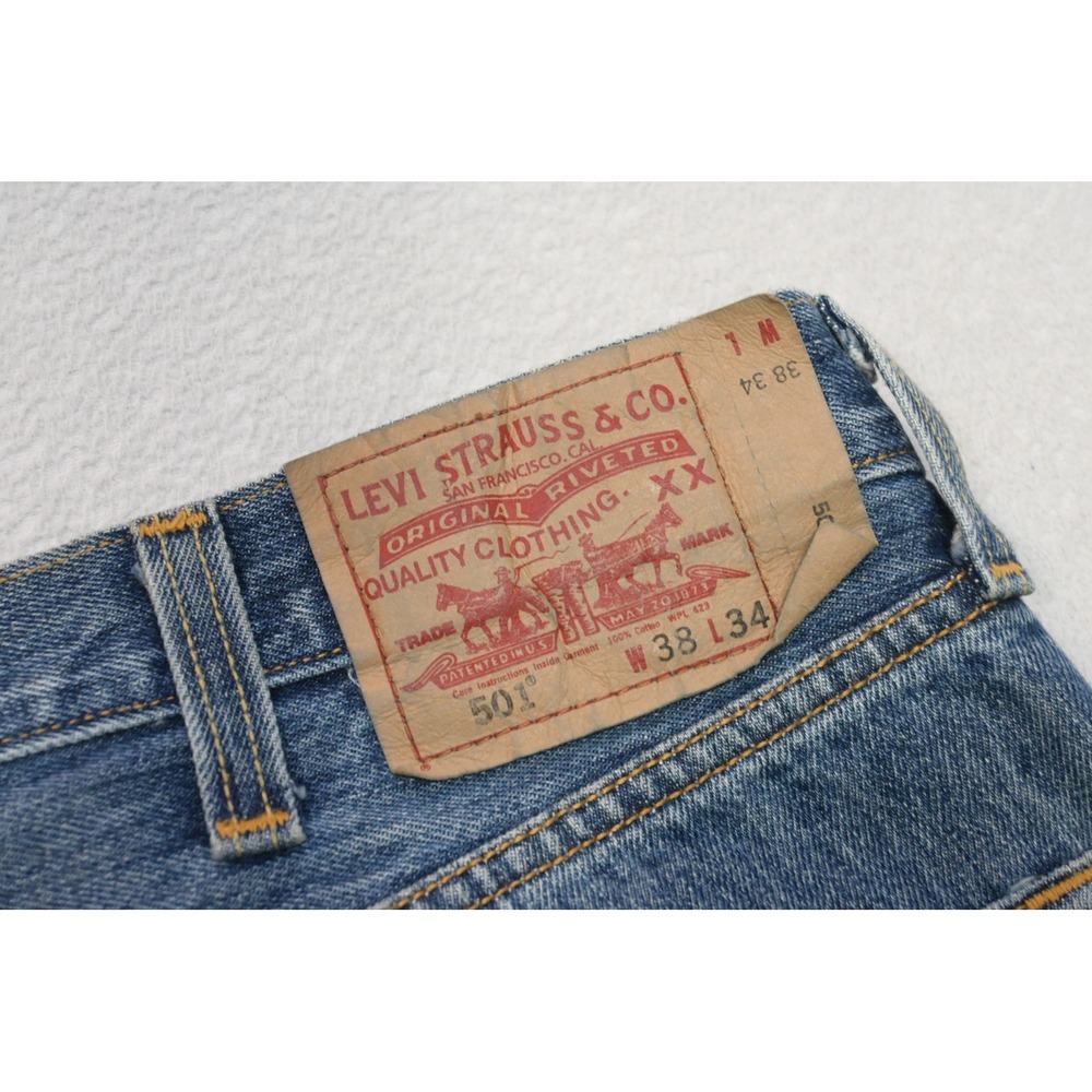 Levis 501 Original Jeans Mens 38x33 Blue Straight‎ Button Fly Rugged Excellent